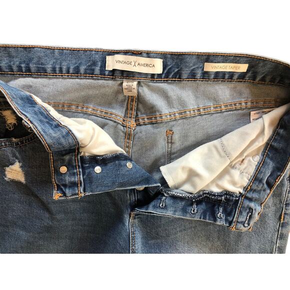 Vintage X America Womens Sz 12 High Waist Skinny Crop Jeans Button Fly Distress - Picture 3 of 9